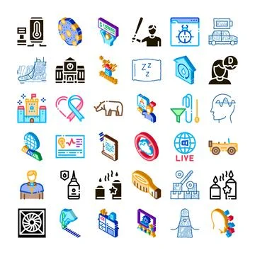 Diverse icons collection representing various concepts and themes Stockillustratie