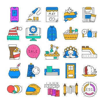 Diverse icons collection representing various business and lifestyle concepts 스톡 일러스트