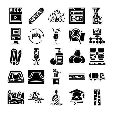 Diverse icons collection representing various concepts and objects Illustrazione stock