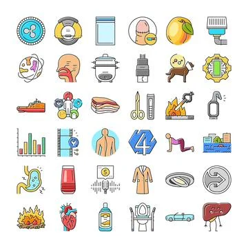 Diverse icons collection representing various concepts 스톡 일러스트