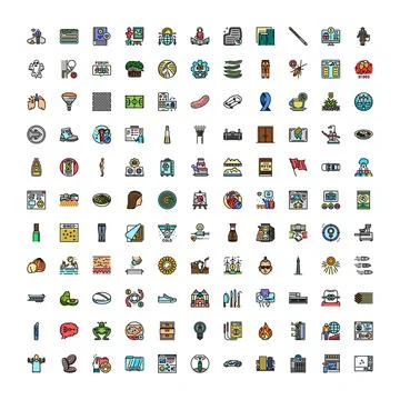 Diverse icons with flat design concept collection Stockillustratie