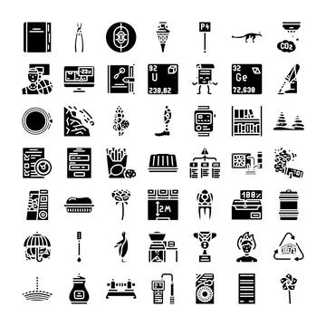 Diverse icons representing science technology education industry Stock Illustration