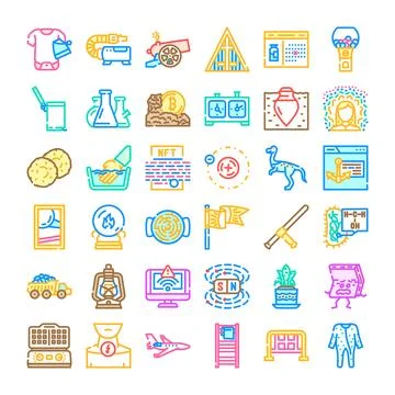 Diverse icons representing science, technology, and common objects 스톡 일러스트