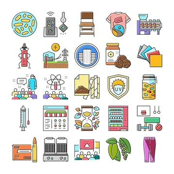 Diverse icons representing science, technology, medicine, and education Stock Illustration