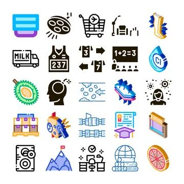 Diverse icons representing various concepts and themes Stock Illustration