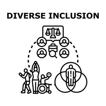 Diverse inclusion concept exploring equality and human rights Stock Illustration