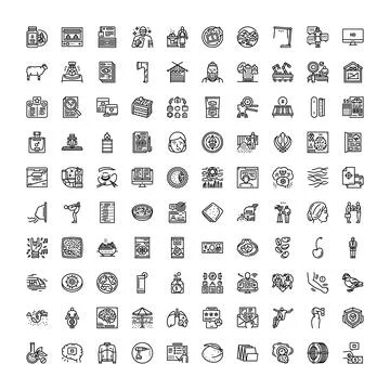Diverse industry graphics outline collection icons set Stock Illustration