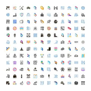Diverse isometric and linear icon set collection Stock Illustration