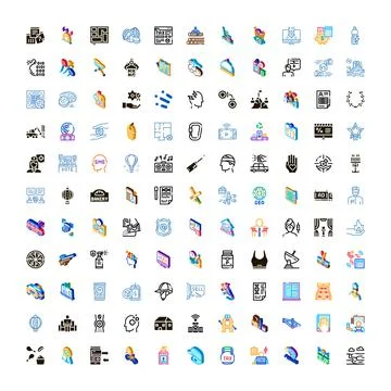 Diverse isometric and linear icon collection for modern interfaces Stock Illustration