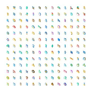 Diverse isometric collection of user interface icons イラスト素材