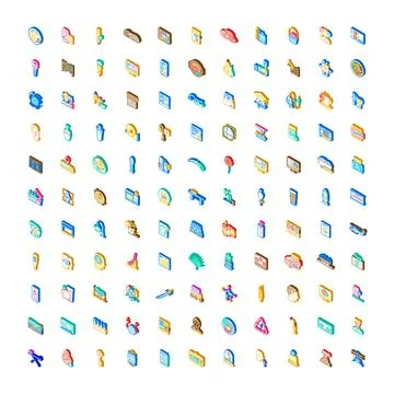 Diverse isometric icon collection for digital design Stock Illustration
