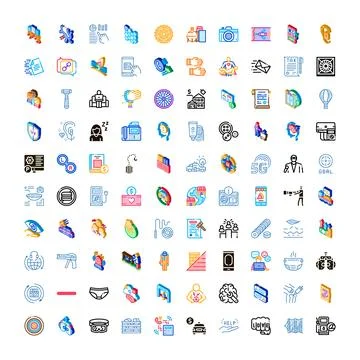 Diverse isometric icon collection visualizing business technology Stock Illustration