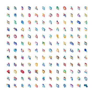 Diverse isometric icons collection representing various concepts Stockillustratie