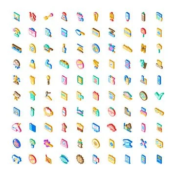 Diverse isometric icons collection representing various concepts イラスト素材