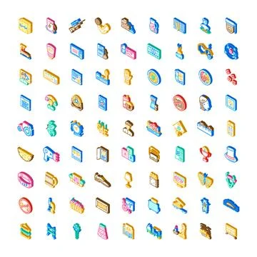 Diverse isometric icons collection representing various concepts イラスト素材