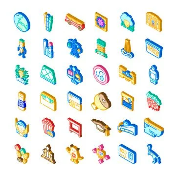 Diverse isometric icons collection representing various concepts イラスト素材