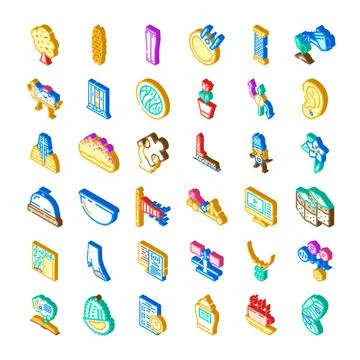 Diverse isometric icons collection representing various concepts Illustrazione stock