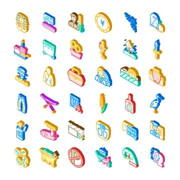 Diverse isometric icons collection representing various concepts イラスト素材