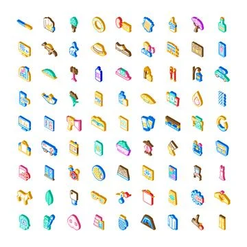 Diverse isometric icons collection representing various concepts Illustrazione stock