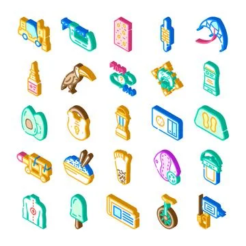 Diverse isometric icons collection representing everyday objects and concepts Illustrazione stock