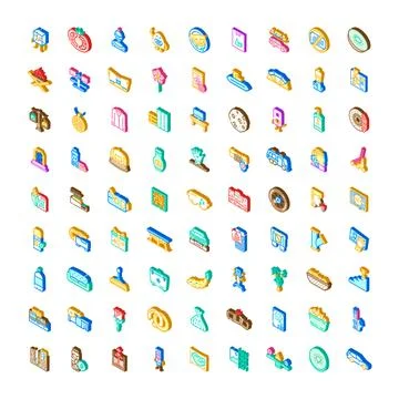 Diverse isometric icons collection representing various concepts イラスト素材