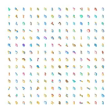 Diverse isometric icons collection representing various concepts Ilustração Stock