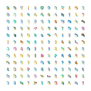 Diverse isometric icons collection representing various concepts Illustrazione stock
