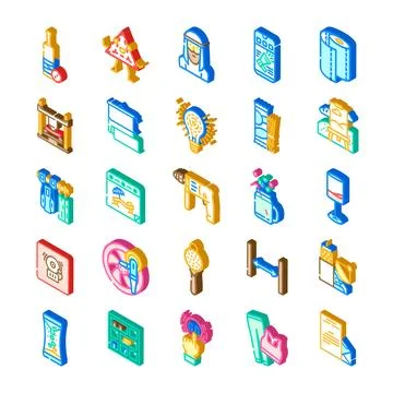 Diverse isometric icons collection representing various concepts and objects イラスト素材