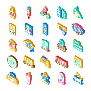 Diverse isometric icons collection representing various concepts Illustrazione stock