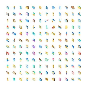 Diverse isometric icons collection for web and app design Stock Illustration
