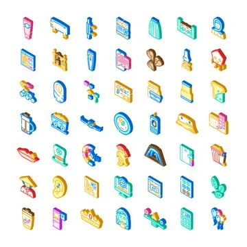 Diverse isometric icons collection for web design symbols 스톡 일러스트