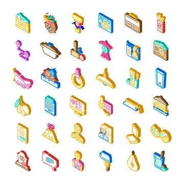 Diverse isometric icons illustrating multiple daily life concepts Ilustração Stock
