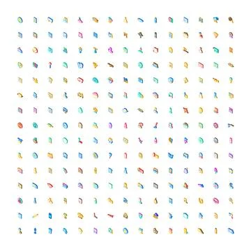 Diverse isometric icons set creating comprehensive graphic collection Stock Illustration