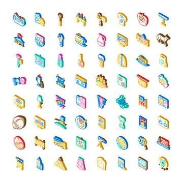 Diverse isometric icons set representing modern lifestyle Ilustración de archivo