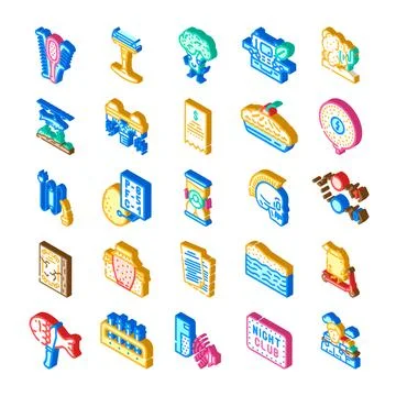 Diverse isometric icons set representing daily life objects Stockillustratie