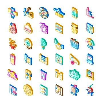 Diverse isometric icons vector collection set 스톡 일러스트