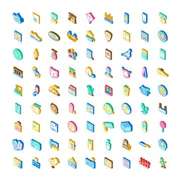 Diverse isometric vector icons set for various concepts 库存插图
