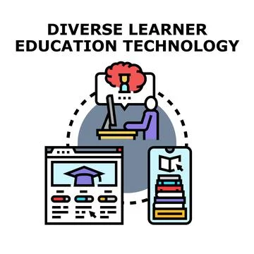 Diverse learner education technology adapting to individual needs Stock Illustration