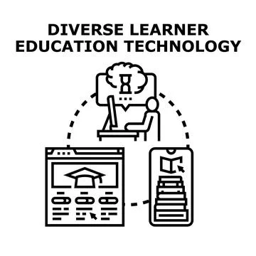 Diverse learner education technology adapting to individual needs Stock Illustration