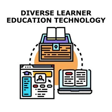 Diverse learner education technology concept developing system Stock Illustration