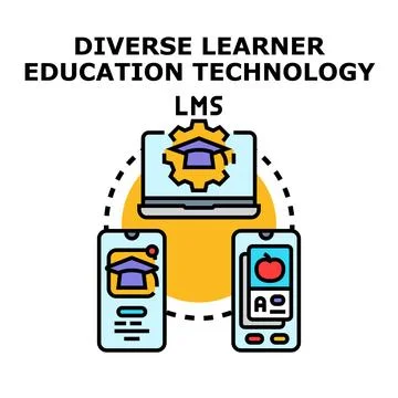Diverse learner education technology lms concept Stock Illustration