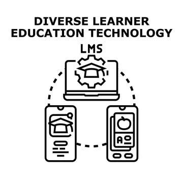 Diverse learner education technology lms concept Stock Illustration