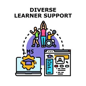 Diverse learner support with inclusive online education system Stock Illustration