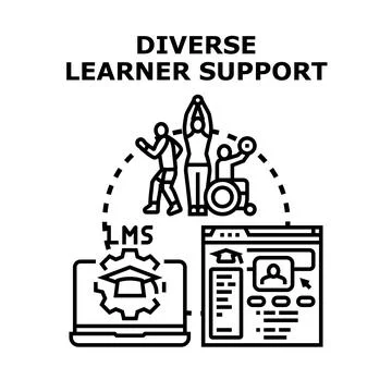 Diverse learner support with inclusive online education system Stock Illustration