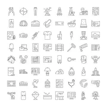 Diverse line art icons visualizing business and daily life Ilustração Stock