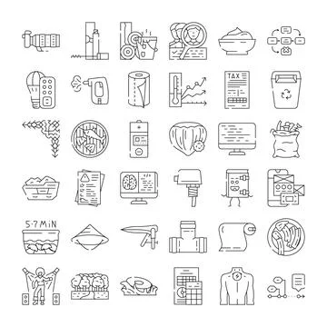 Diverse line icon collection representing various concepts Stock Illustration