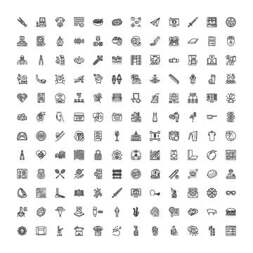 Diverse line icon collection representing business and technology Illustrazione stock