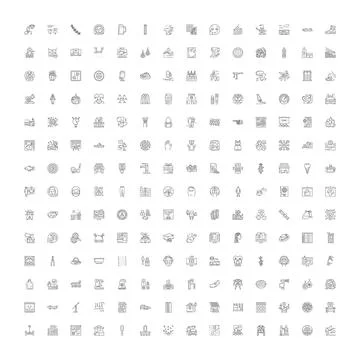 Diverse line icon collection representing various concepts 库存插图