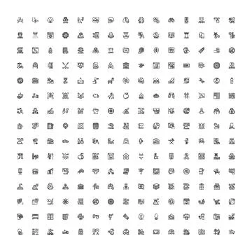 Diverse line icon collection for various themes and applications Stock Illustration