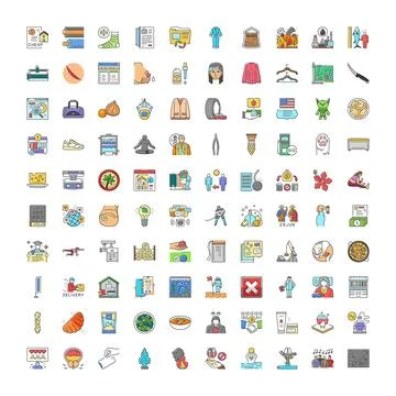 Diverse line icon collection for various themes Ilustración de archivo